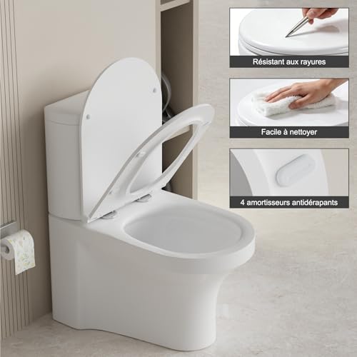 Abattant WC en D SURFOU blanc à frein de chute déclipsable