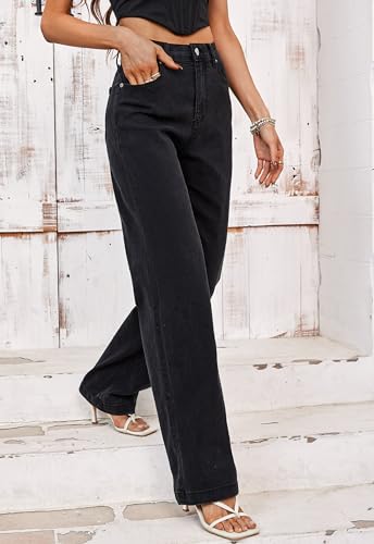 Tsher Womens Jeans Mid Waisted Straight Leg Loose Stretchy Lightweight Tummy Control Trendy Jeans for Women2