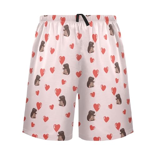 Men's Pajama Shorts Soft Comfy Sleep Shorts Lounge Valentine's Moles Hearts Pjs Bottoms with Pockets2