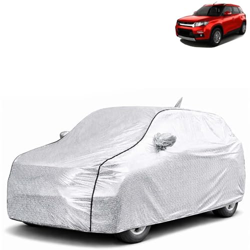 Image of KINGSWAY SilverTech 100% Waterproof Car Cover Only with Maruti Suzuki Vitara Brezza (Year 2016 to 2019) | Mirror and Antenna Pockets | Scratchproof | All Weather Car Body Cover