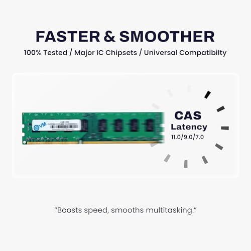 Image of EVM 4GB DDR3 Desktop RAM 1333MHz Long-DIMM - 1.5V Low Voltage, 240-PIN Pin, Intel & AMD Compatible, High-Speed PC Memory Upgrade - 10 Year Warranty (EVMT4G1333U86P)