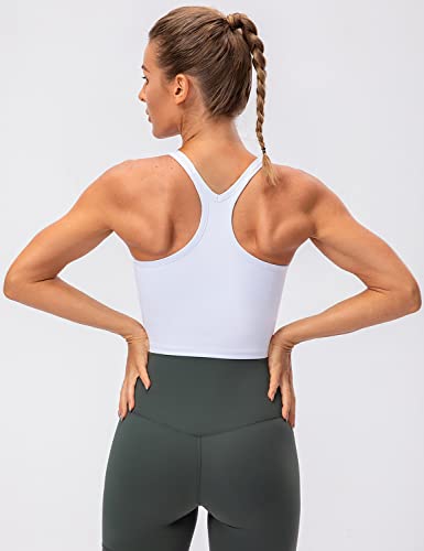 Lavento Women's Racerback Sports Bras Yoga Crop Top with Built in Bra3