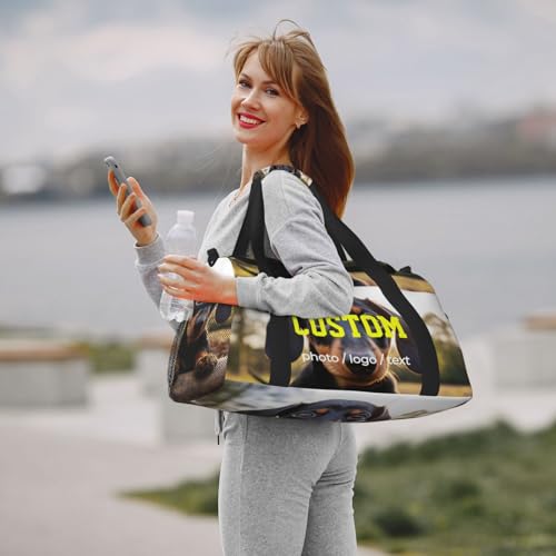 Custom Photo Big Sports Duffle Bag Customization Travel Gym Bag with Name Text Customize Personalized Weekender Workout Bag for Men Women2