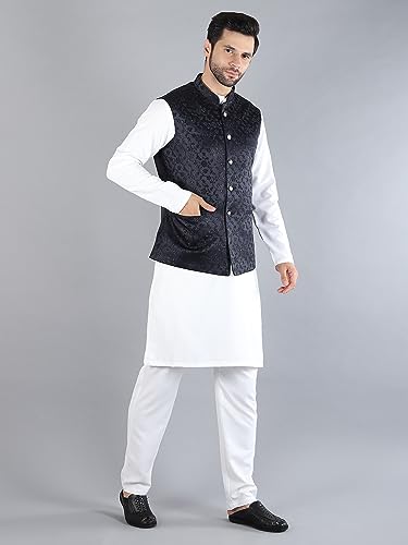 Image of Uri and MacKenzie Men's Silk Blend Kurta Pajama with Designer Ethnic Nehru Jacket /Modi Jacket