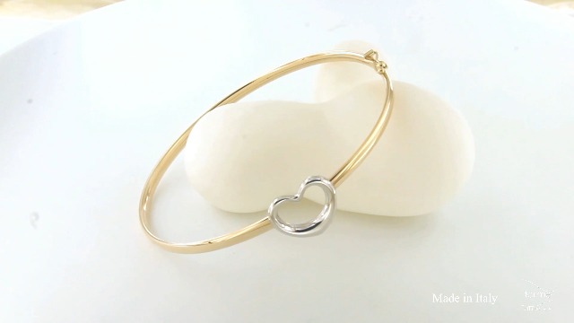 Bracciale Battesimo Bimba Cuore E Coccinella Oro Giallo 9k E Smalto 18 Cm