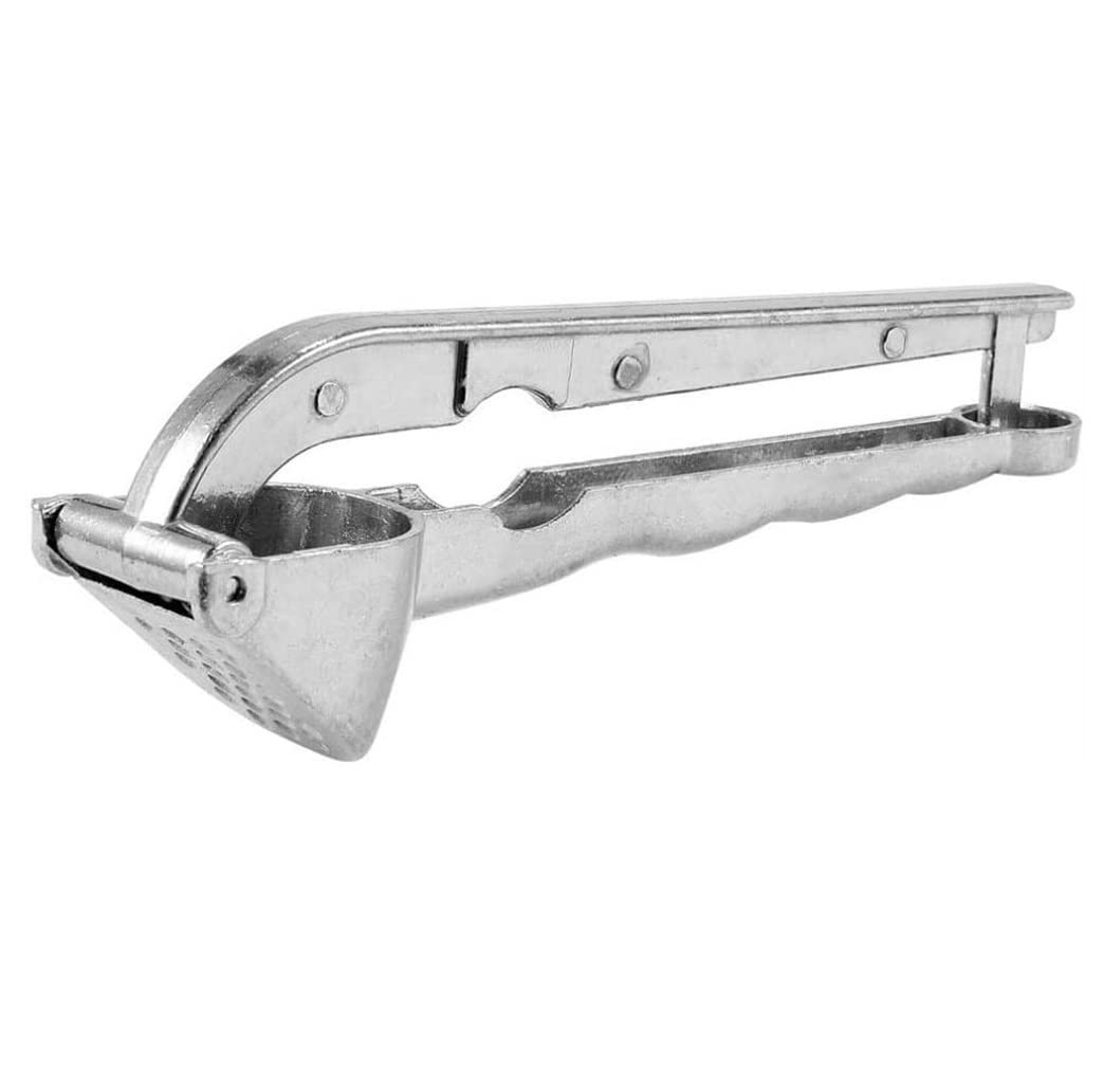 Knoblauchpresse Ingwerpresse, manueller Knoblauchzerkleinerer, Aluminiumlegierung, Anti-Rutsch, zum Pressen von Knoblauchzehen und Zerkleinern von Ingwer, kein, Silver, 6.1in
