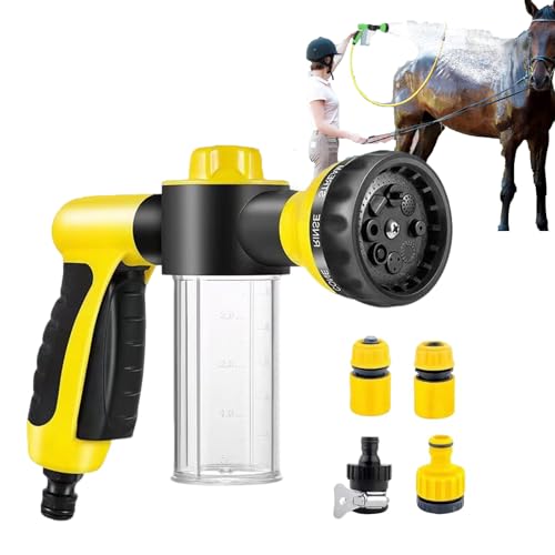 XRXRX ﻿ Accesorio De Boquilla De Manguera De Lavado para Perros,Boquilla De Manguera De Agua con Dispensador De JabóN, Modo Rociador 8 En 1, para Lavado De Riego Flores De Coche