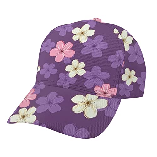 Women Baseball Caps Purple Flower Print Dad Hats Trucker Adjustable Fashion Funny Sport Casual For Girls Sun Hats #TOP1
