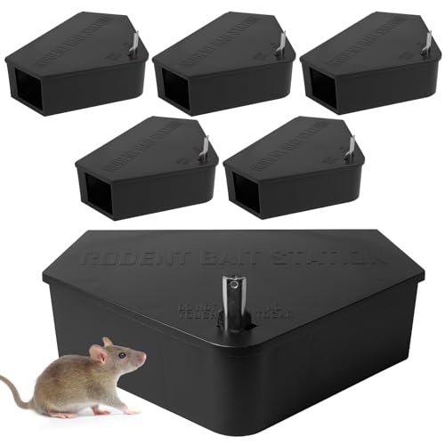 Anblak 6 Pack Rat Station Box with Keys, Rodent Station Keeps Rats Away, Keeps Children and Pets Safe, Key Unlocking, Reusable & Long-Lasting, Indoor & Outdoor