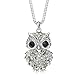 Neoglory Black Zircon Rhinestone Owl Adjustable Long Pendant Necklace 32"