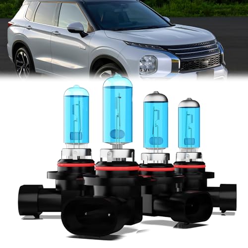 TTDBDAN Headlight Bulbs Compatible with 2007-2013 Mitsubishi Outlander Halogen Headlights,9005/HB3/H10 High Beam & 9006/HB4 Low Beam Halogen Headlight Bulbs,Plug And Play,Pack of 4