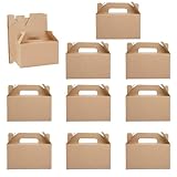 WEIWUXIAN 10 Pièces 19x11x10 cm Marron Rectangulaire Boîte de Papier Kraft, Boite Cadeau Carton Kraft, Boîte Cadeau Vintage Brun, aux Gâteaux, Biscuits, Pizza, Goûter, Poulet Frit