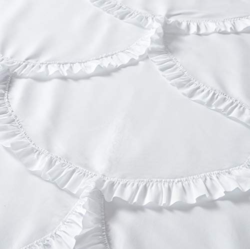 Dosly Idées White Ruffle Fabric Shower Curtain For Bathroom,Mermaid Pattern,Farmhouse,Country Rustic,Cute,Washable And Waterproof,72X72 Inch Long #TOP1