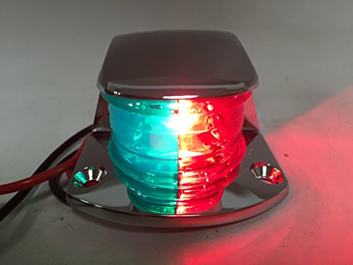 MARINE BOAT NAVIGATION RED GREEN CHROME PLATED HOUSING BI-COLOR BOW LIGHT BULB