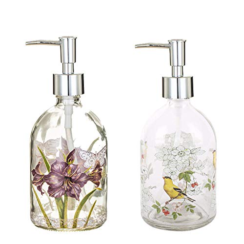 17Oz Glass Soap And Lotion Dispenser Bottle With Rust Proof Plastic Pump Refillable Liquid Pump Bottle Great For Kitchen, Bath, Bathroom Accessories, Countertop,Set Of 2 #TOP27