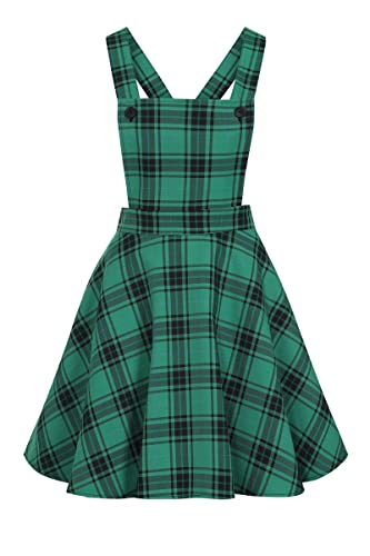 Hell Bunny Brittany Tartan Plaid Pinafore Dress (2X, Green) #TOP22