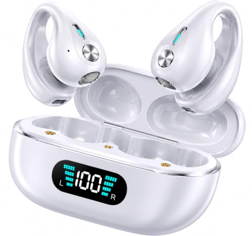 Image of neQra Clipy LY6 Earbuds TWS Earphone Bluetooth 5.3 with Mi, Sports, Gaming, Music, 12 Hrs Battery, Clip Fit, Ear Comfort, Battery Level Display on Case, One Touch Control. Sweat Resistant.-Frost White