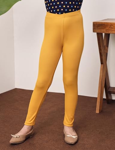 Image of Amazon Brand - Symbol Girl's Cotton Ribbed Stretchable Leggings | Ankle Length | Aged 2-14 Years