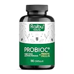 Probióticos y Prebióticos Intestinales con 25 Cepas Bacterianas + Inulina, 180 Cápsulas - 60 Mil Millones de UFC: Flora Intestinal Completa - Lactobacillus, Bifidobacterium, Máxima Concentración