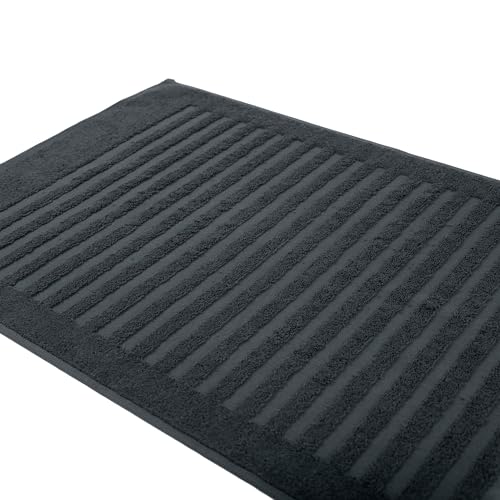 Rinsl Duschvorleger Badvorleger 2er Set | 100% Baumwolle Frottee 700 g/m² | Badematte Schnelltrocknend Maschinenwaschbar Wasserabsorbierend Dunkelgrau (Anthrazit Grau, 50 x 70 cm 2er Pack)