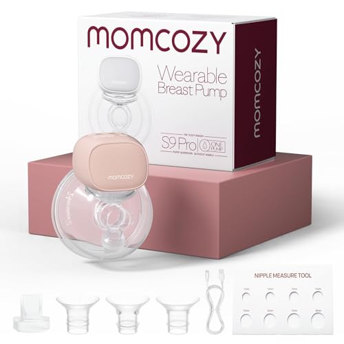 Momcozy S9 Pro Tiralatte Indossabile Elettrico a Mani Libere, Aspirazione fino a 285 mmHg, Display LED, 2 Modalità e 9 Livelli, Autonomia fino a 180 Min, Flangia 24 mm, 1 Pezzo,Rosso