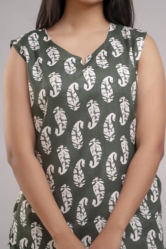 Image of Women's Cotton Printed Night Suit Set of Top & Shorts Sleeveless Women's Lounge Wear Set