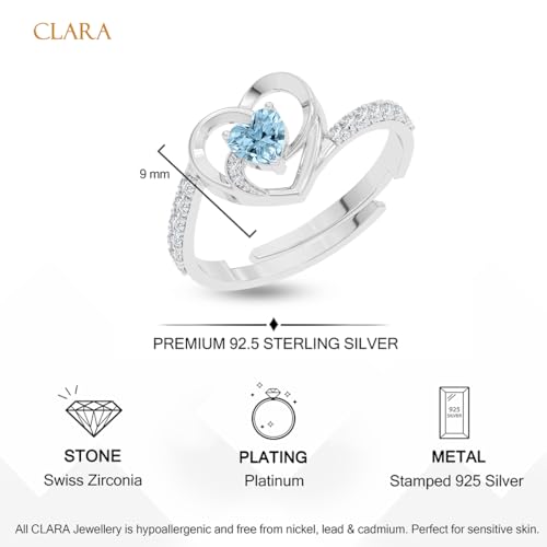 Image of Clara 925 Silver Olesya Heart Pendant Earrings Chain Bracelet Ring Anklet | Gift for Women & Girls| Platinum Plated | Swiss Zirconia | Jewellery Set
