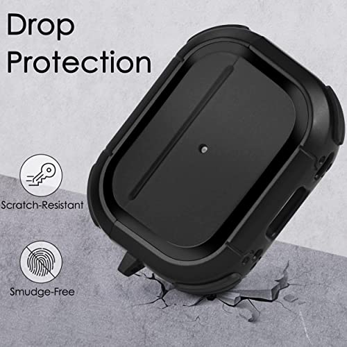 Image of Hybrid Armor Case Cover for Apple Airpods Pro 3 (2025), Rugged, Shockproof, with Heavy Duty Carabiner (Armor Black)