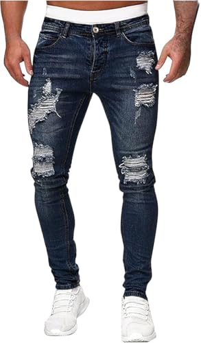 Classic Slim Fit Washed Distressed Denim Pants Stretch Destroyed Fashion Stretch Jean Trousers Comfort Casual Jeans Pant2