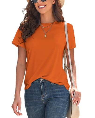 Image of KevaMolly Basic T Shirts for Women UPF 50+ Short Sleeve Casual Summer Tops Trendy Solid Loose Fit Crew Neck Tees Tshirt