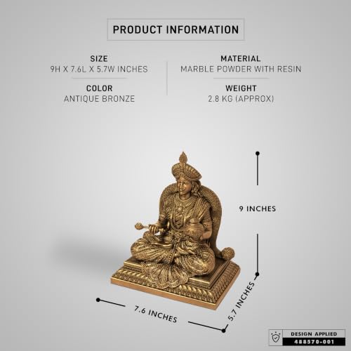 Image of SILAII Goddess Annapoorani Sculpture | 9 Inch Antique Bronze Finish | Annapurna Devi Idol for Home Temple, Pooja Room & Spiritual Decor