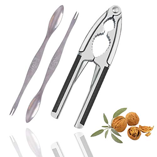 Nut Crackers For All Nuts,Walnut Cracker Heavy Duty Shell Seafood Pecan Walnut Cracker Tool,Finger Protectors Cutting,with Non-Slip Handle-Black