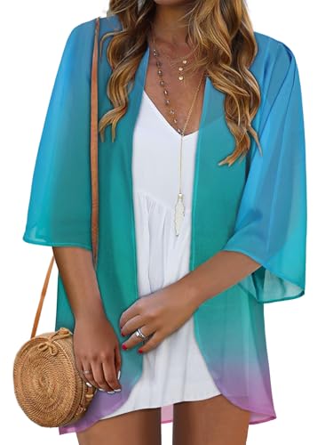 Image of Women Kimono Cardigans Casual Summer Tops Cover up Open Front Floral Print Resort Wear 2026