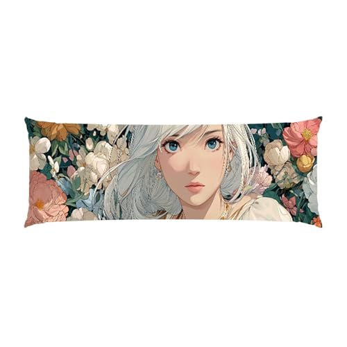 Almohada Corporal Larga Animation Girl Cojin Embarazo 30x90cm – Almohada Larga para Dormir de Lado Cojín Respaldo Cama Ideal para Descanso Maternidad y Lactancia Embarazadas, Funda de Terciopelo b-168