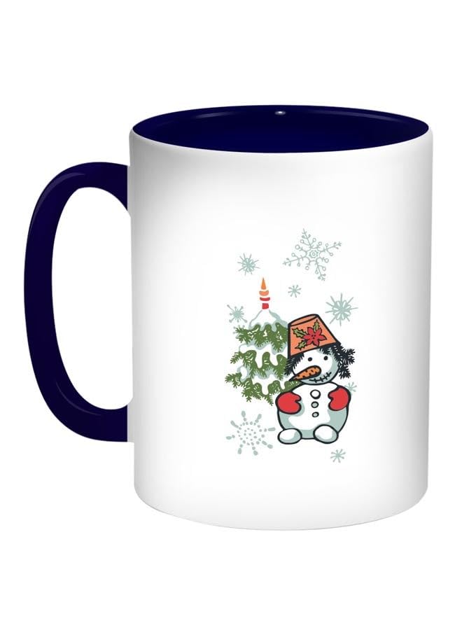 RYN Winter Season Printed Coffee Mug 11 Ounce Blue/White/Green RYNMG3908