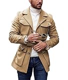 QUALITY MATERIAL- Adopt excellent cotton blends, touch soft and comfortable in daily life. Havyweight fabric is durable and warm, suitable for spring, autumn and winter. UNIQUE DESIGN- Men's modern fashionable trenchcoat with special style, four flap...