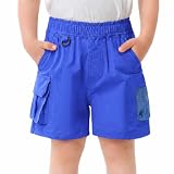[Volunboy] ハーフパンツ キッズ 男の子 半ズボン 子供 カーゴパンツ ショートパンツ 水陸両用 軽量 速乾 撥水 100-130cm (ブルー,100)