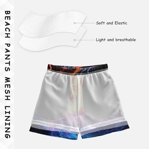 Pigsaly Boys Swim Trunks Fiery Rainbow Dragon Black Galaxy Boys Board Shorts Swimsuit Swimwear Summer Bathing Suit XS4