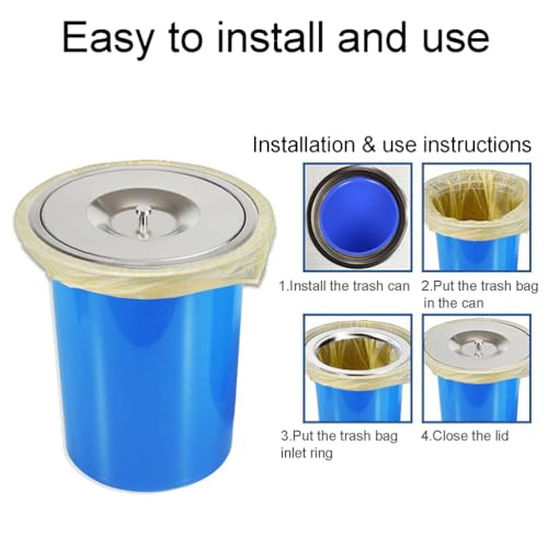 Caneca de basura cuadrada de plástico con tapa de acero inoxidable 8L miniatura 7