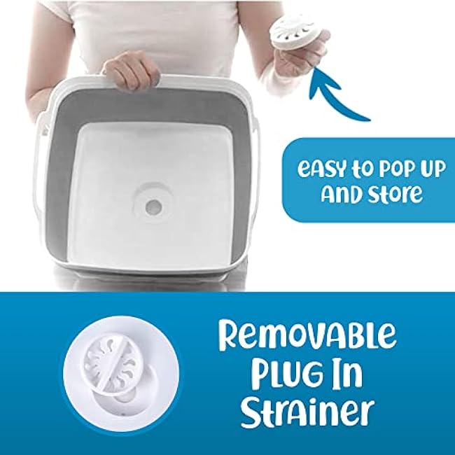 Home Spirit Collapsible Sink ¨C 9L Portable Wash Basin Tub with Handle, Plug & Strainer ¨C For Dishes, Fruits, Veggies, Laundry & Beverages