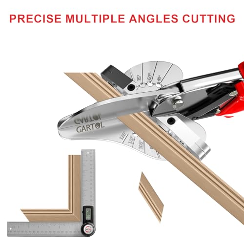 Image of GARTOL Ratchet Miter Shears, Effortless Multi-Angle Cutter for Shoe Moulding & Quarter Round, 45-135 Adjustable Trim Scissors for Softwood, PVC and Crafting with SK5 Steel Blade & Spare Blade