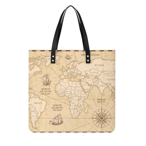 Tote bag carte du monde grand sac à bandoulière en toile femme