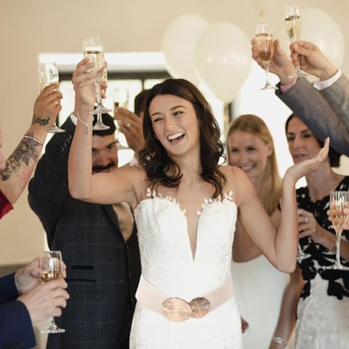 Women'S Stretchy Belt For Dress Jumpsuit Dress Band Vintage Elastic Wide Waist Belt Waistband Beige3