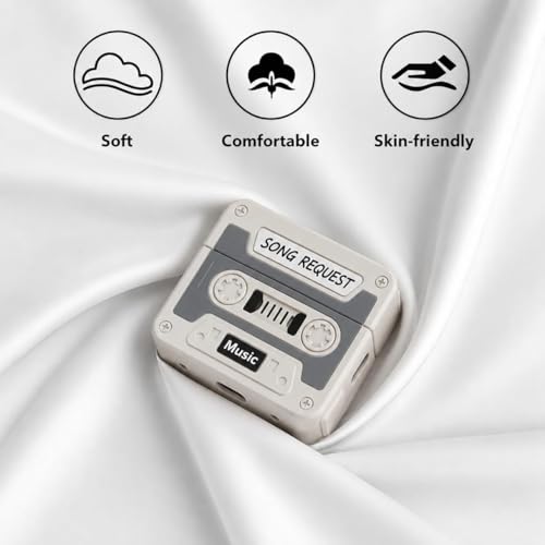 Image of Emoh Roced Case for AirPodS 4 (2024) with Keychain (ANC), Cute Cartoon Shockproof Protective Cover Compatible with Apple AirPods 4th Generation 2024 for Women and Boys (Casette Grey)