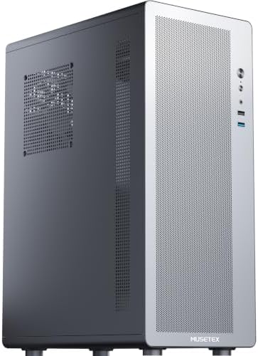 MUSETEX M2 ATX PC Case, 1 Non-RGB 120mm Fan PC Case, Computer case with Mesh Front,Magnetic Dust Filter, Ultra-Slim and Lightweight Portable Design, Black