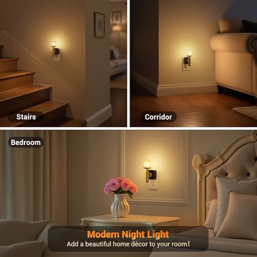 Image of JandCase Candle Night Light, Night Lights Plug into Wall, 3000K Soft White, 0-100LM Adjustable Brightness, Dusk to Dawn Sensor NIghtlight for Dinning Room, Living Room, Bathroom, Hallway