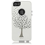 unnito iPhone 5 Case – Hybrid Commuter Case | Slim Cover with Hard Shell Design and Soft Inner Layer Compatible with iPhone 5S / SE White Case - Butterfly Tree