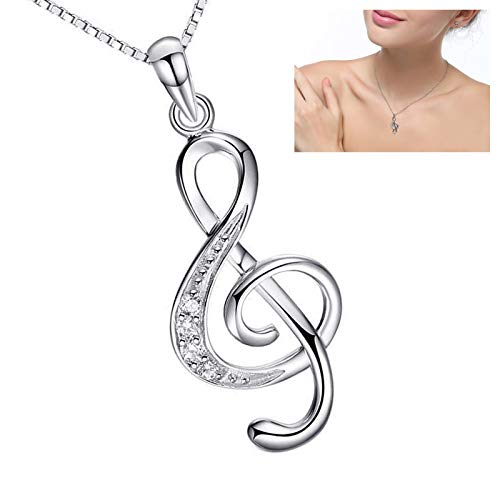 Preisvergleich Produktbild ENET S925 Sterling Silber Musiknoten-Halsketten Damen Schmuck Fashion Kette Geschenk