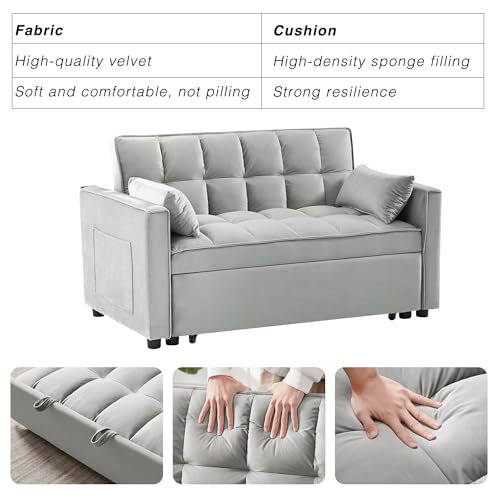 Wakefit RU4NFL1Y 3 In 1 Convertible Sleeper Sofa Bed, Futon Couches For Living Room With Side Pocket | Adjustable Backrest | Velvet Fabric | Pull Out Couch thumb #4