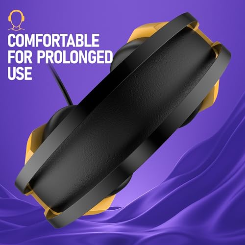 Image of TAG Gamerz Titan RGB Yellow Over-Ear Gaming Wired Headphone | Soft Ear Cups | 50mm Neodymium Driver | 3.5mm Audio | 2m Cable | Flexible Mic for Calling | Suspension Headband | 3.5mm + USB Connector